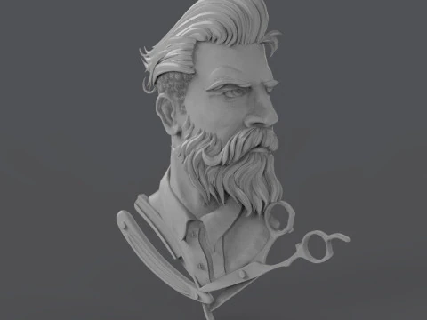 Hairdresser Emblem 3D Print Model