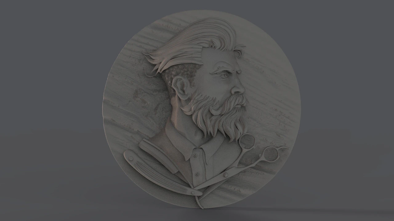 Hairdresser Emblem 3D Print Model .c4d .max .obj .3ds .fbx .stl .blend 