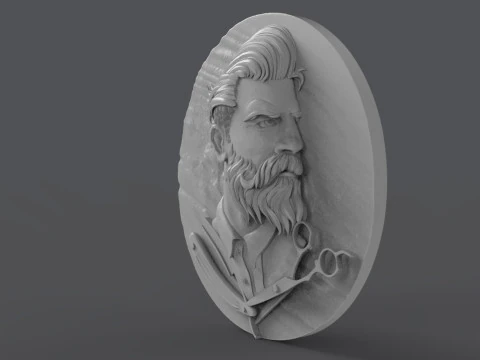 Hairdresser Emblem 3D Print Model