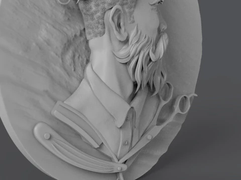 Hairdresser Emblem 3D Print Model