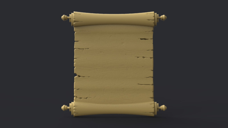 Parchment wooden scroll 3D Print Model .c4d .max .obj .3ds .fbx .stl .blend 