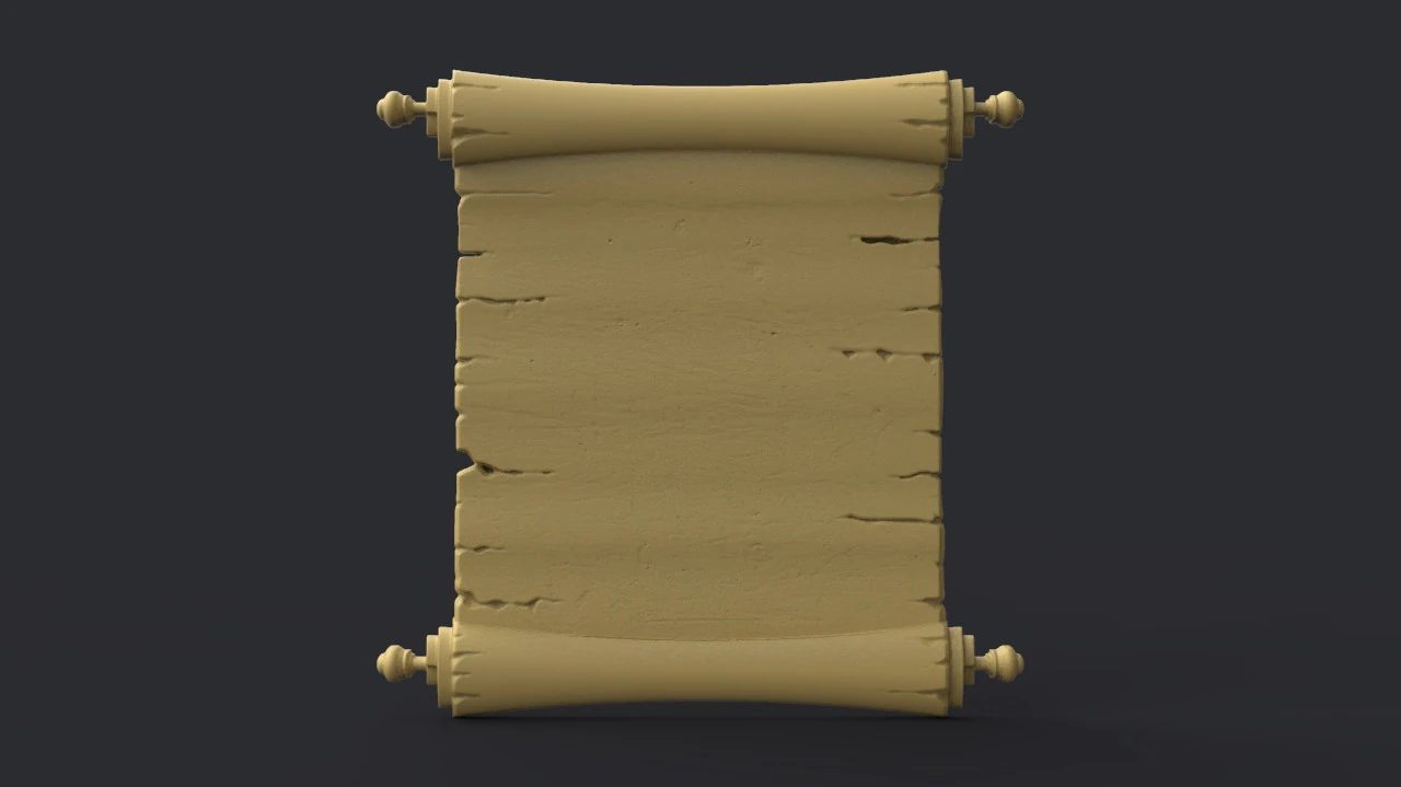 Parchment wooden scroll 3D Print Model .c4d .max .obj .3ds .fbx .stl .blend
