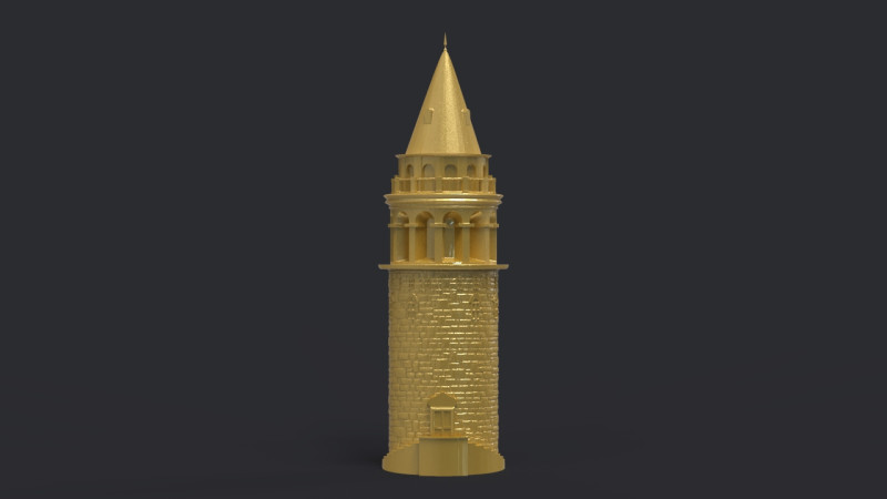 Galata Tower Bas Relief 3D 打印模型 .c4d .max .obj .3ds .fbx .stl .blend 