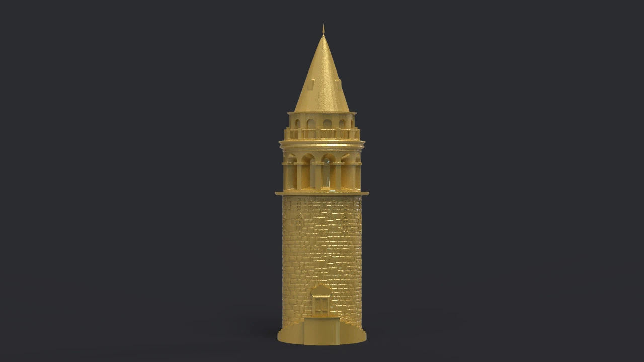 Galata Tower Bas Relief 3D Print Model .c4d .max .obj .3ds .fbx .stl .blend 
