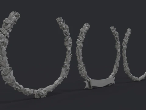 Roses Wreaths Set 3D Print Model