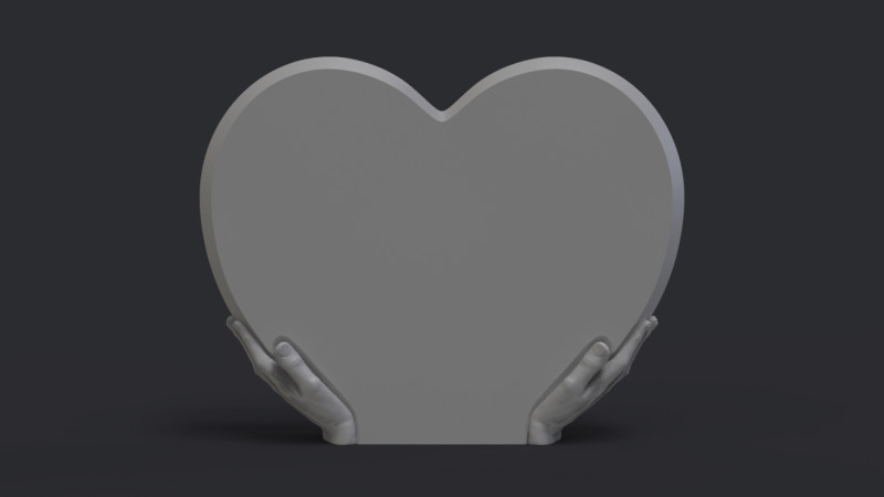 Heart Shaped Headstone 3D Print Model .c4d .max .obj .3ds .fbx .stl .blend 