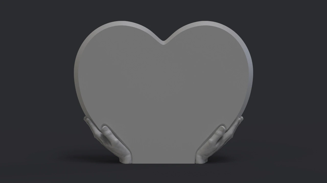 Heart Shaped Headstone 3D Print Model .c4d .max .obj .3ds .fbx .stl .blend 
