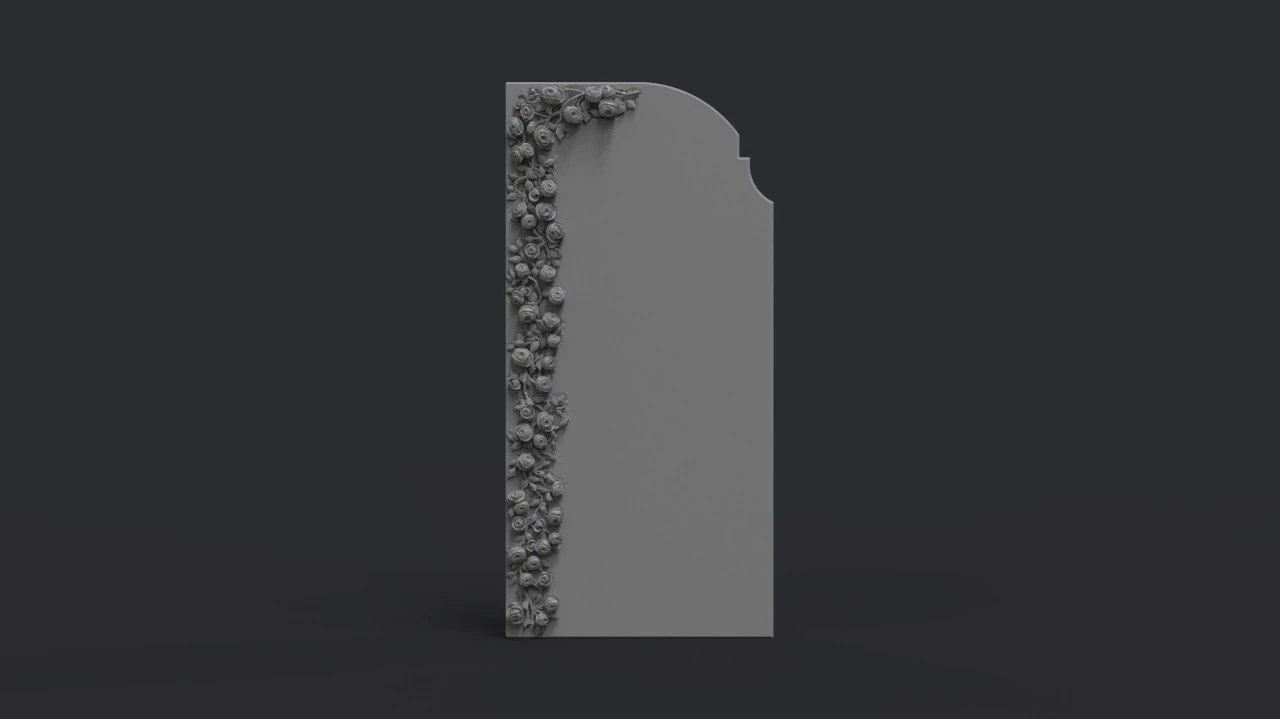 Romantic Tombstone with Roses 3D Print Model .c4d .max .obj .3ds .fbx .stl .blend 