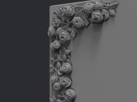 Romantic Tombstone with Roses 3D Print Model