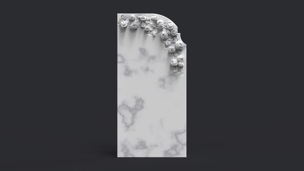 Romantic Tombstone with Roses 3D Print Model .c4d .max .obj .3ds .fbx .stl .blend 