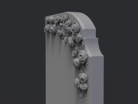 Romantic Tombstone with Roses 3D Print Model