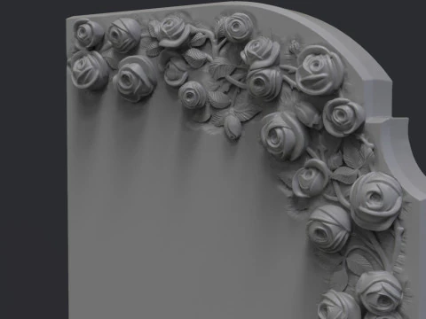 Romantic Tombstone with Roses 3D Print Model