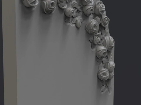 Romantic Tombstone with Roses 3D Print Model