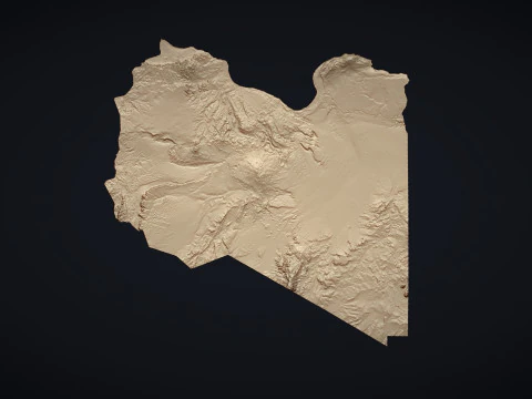 Bajorrelieve del mapa físico de Libia Modelo de impresión 3D