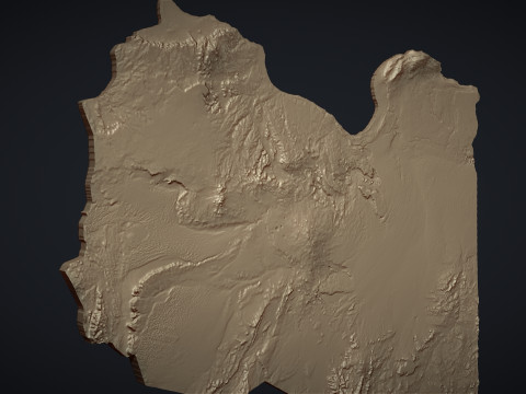 Libya physical map bas relief Modello di stampa 3D
