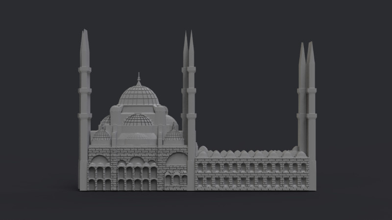 Blue Mosque Bas Relief Modèles 3D en vedette .c4d .max .obj .3ds .fbx .stl .blend 