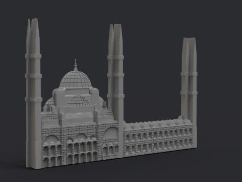 Blue Mosque Bas Relief Modèles 3D en vedette
