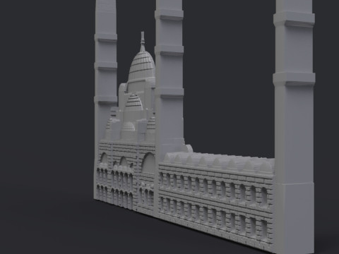 Blue Mosque Bas Relief Modèles 3D en vedette