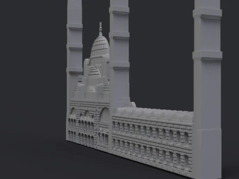 Blue Mosque Bas Relief 3D Print Model