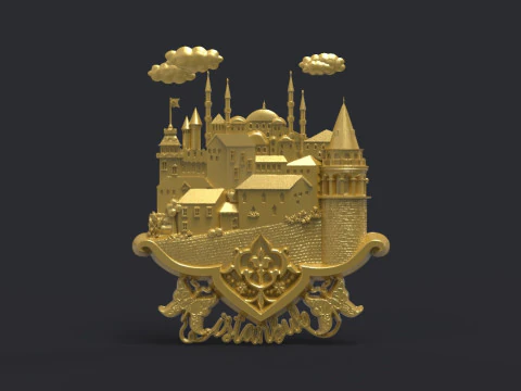 İstanbul şehir bas kabartması 3D Baskı Modeli