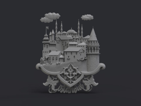 Istanbul city bas relief 3D Baskı Modeli