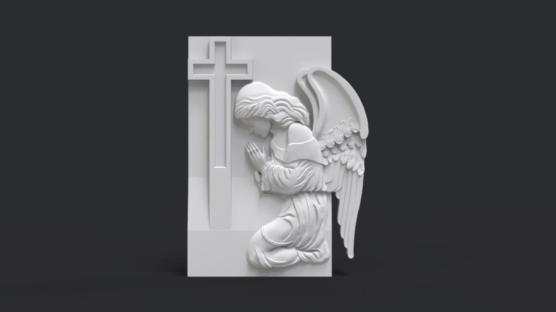 Praying Angel Tombstone 3D 打印模型 .c4d .max .obj .3ds .fbx .stl .blend