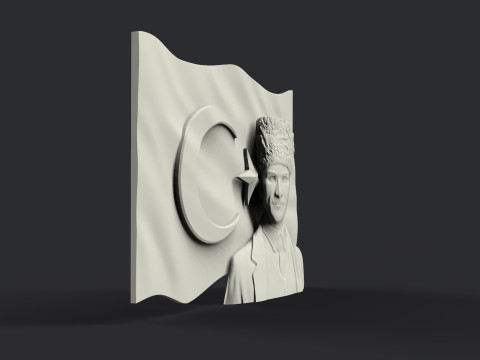 Gazi Mustafa Kemal Ataturk and Turkish Flag Modelo de Impressão 3D