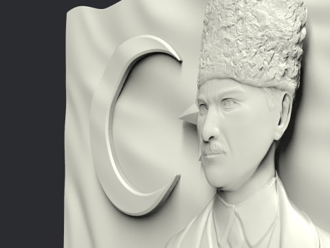 Gazi Mustafa Kemal Ataturk and Turkish Flag Modelo de Impressão 3D