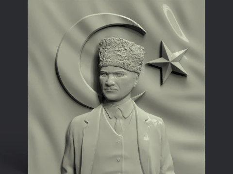 Gazi Mustafa Kemal Ataturk i flaga turecka Model do druku 3D
