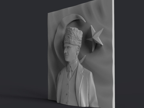 Gazi Mustafa Kemal Ataturk and Turkish Flag 3D 打印模型