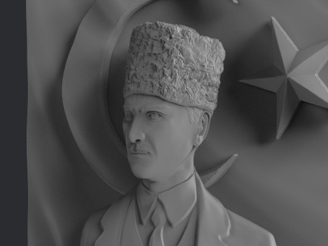 Gazi Mustafa Kemal Ataturk and Turkish Flag 3D 打印模型