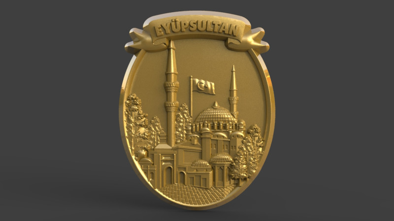 Eyup Sultan Mosque Bas Relief 3D Druckmodell .c4d .max .obj .3ds .fbx .stl .blend