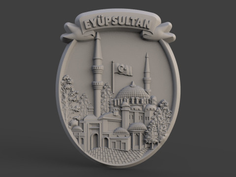 Eyup Sultan Mosque Bas Relief 3D Druckmodell