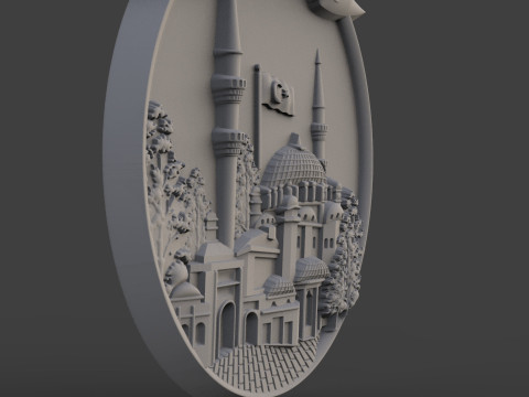 Eyup Sultan Mosque Bas Relief 3D Druckmodell