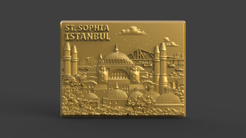 Hagia Sophia souvenir bas relief 3D Baskı Modeli .c4d .max .obj .3ds .fbx .stl .blend 