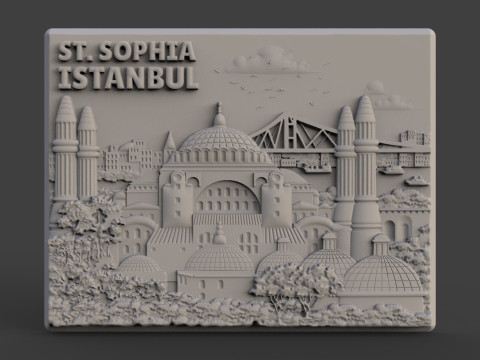 Hagia Sophia souvenir bas relief 3D Baskı Modeli