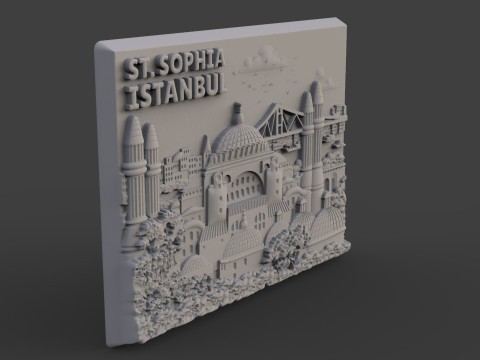 Hagia Sophia souvenir bas relief 3D Baskı Modeli