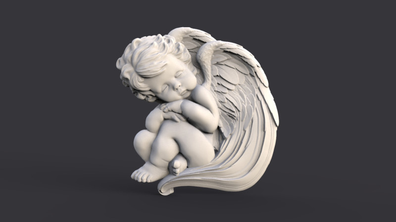 Sleeping baby angel bas relief 3D 프린트 모델 .c4d .max .obj .3ds .fbx .stl .blend