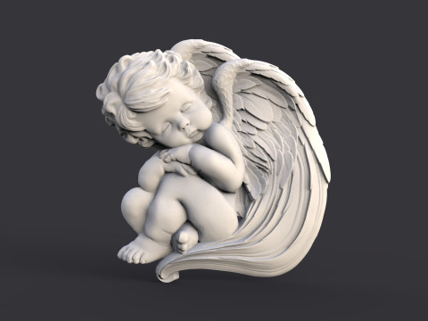 Sleeping baby angel bas relief Model Cetak 3D