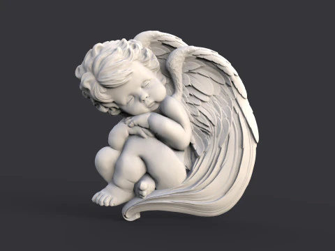 Anjo beb&ecirc; dormindo em baixo-relevo Modelo de Impressão 3D