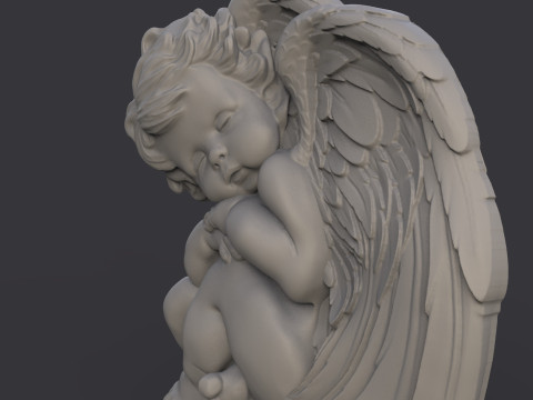 Sleeping baby angel bas relief 3D 프린트 모델