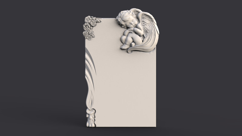 Baby angel tombstone 3D 프린트 모델 .c4d .max .obj .3ds .fbx .stl .blend