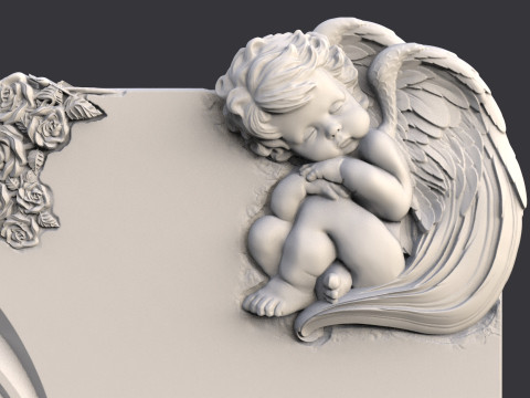 Baby angel tombstone 3D 프린트 모델