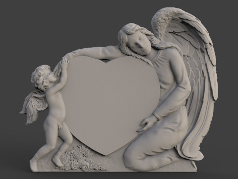 Mother and son tombstone 3D 프린트 모델