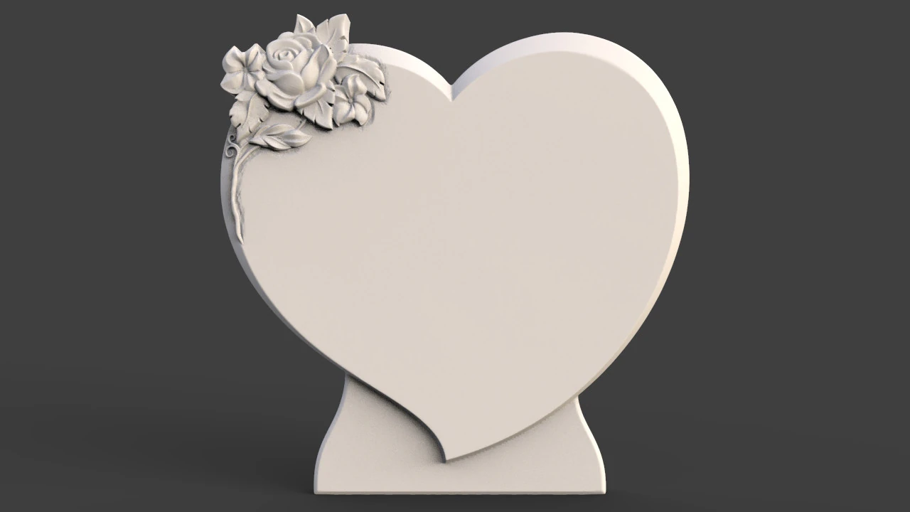 Memorial tombstone with rose 3D Print Model .c4d .max .obj .3ds .fbx .stl .blend 