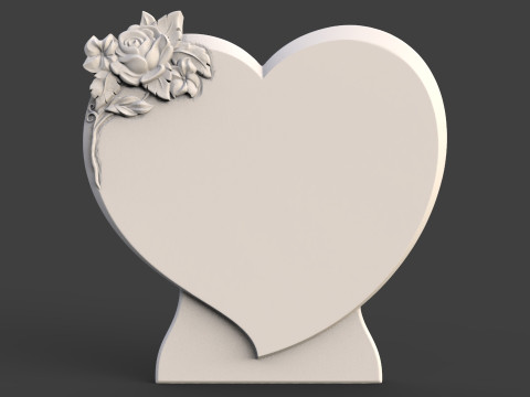Memorial tombstone with rose 3D Print Model