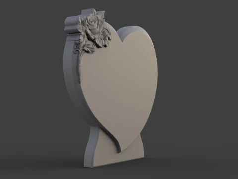 Memorial tombstone with rose 3D Print Model