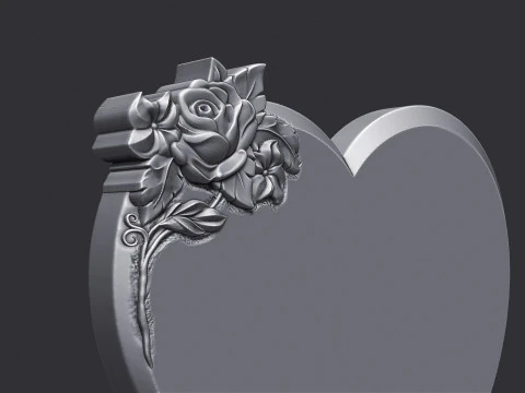 Memorial tombstone with rose 3D Print Model