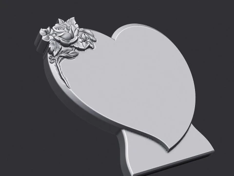 Memorial tombstone with rose 3D Print Model