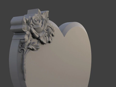 Memorial tombstone with rose 3D Print Model
